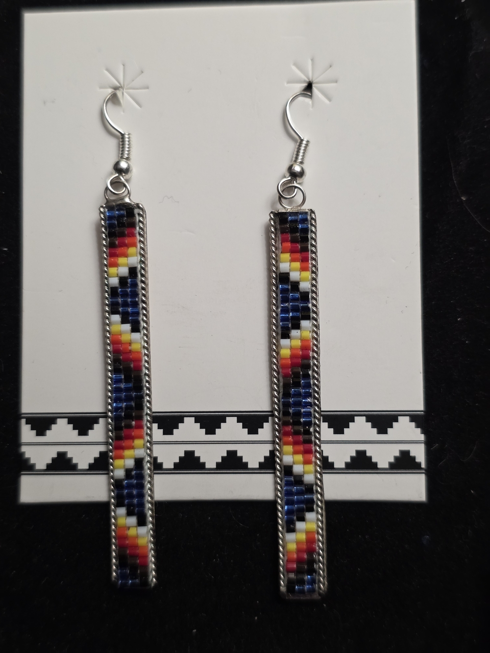 Beaded Tribal Stripe Drop Earrings - Multicolor